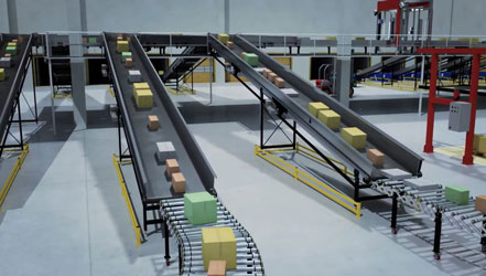 智能物流分揀倉(cāng)庫(kù)動(dòng)畫(huà)演示